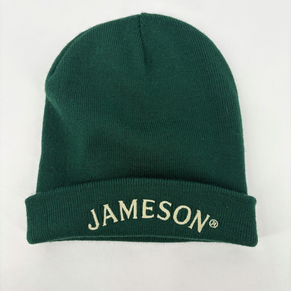 Jameson Irish Whiskey Green Knit Beanie Hat Logo Cuff Acrylic One Size